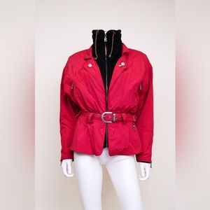 Bogner Womens Sz 8 Red Ski Embroidered Coat Jacket Vintage